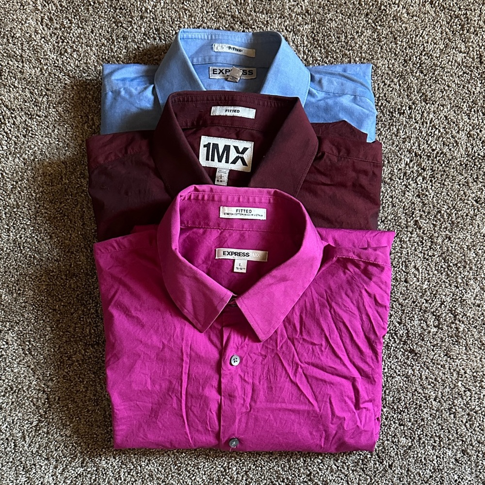 BUNDLE of 3 Men Express Large Dress Shirts